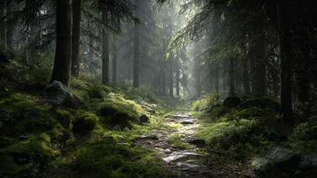 Rocks beneath the moss show warm earthy undertones.
