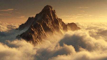 Antarctic landscape with icebergs and mountains. 3d render