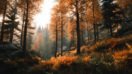 Autumn forest in the mountains. Beautiful autumn landscape in the mountains.