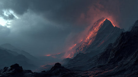Fantasy alien planet. Mountain. 3D illustration. 3D CG.