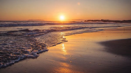 A coastal viewpoint overlooking calm, glassy water.の写真素材