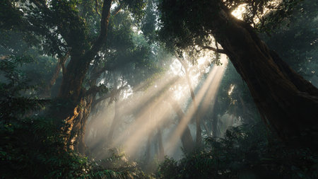 A river reflecting the fiery colors of a glowing sunset.の写真素材