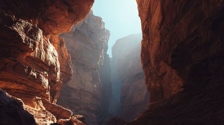 A breezy hilltop overlooking distant blue mountains.の写真素材