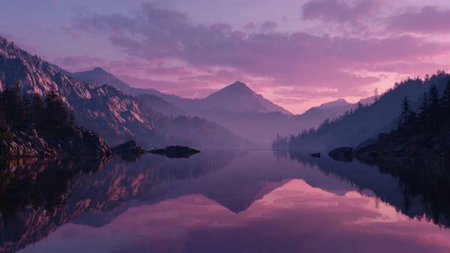 A peaceful orchard filled with blooming fruit trees.の写真素材