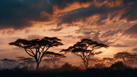 A warm interior combining beige walls, wooden furniture, and a bright gold-lit Christmas tree.の写真素材