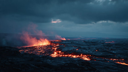 A peaceful pine forest filled with morning mist.の写真素材