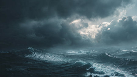 A soft, warm family room with beige walls, a vertical frame mockup, towering bookshelves, plush kidsの写真素材