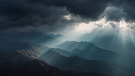 A serene pasture with grazing deer under warm morning light.の写真素材