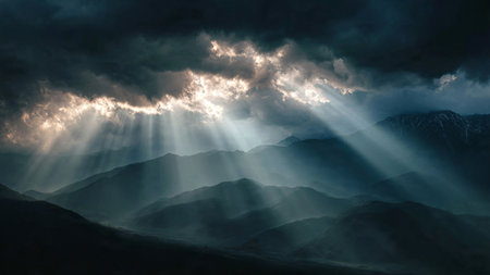 A turquoise lake surrounded by jagged rocky peaks.の写真素材
