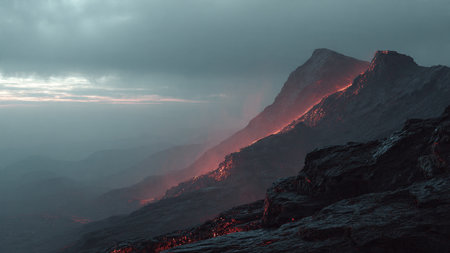 A crystal waterfall flowing into a peaceful forest pool.の写真素材