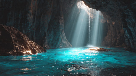 A clear river rushing over white stones.の写真素材