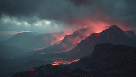 A calm lake surrounded by mountain wildflowers.の写真素材