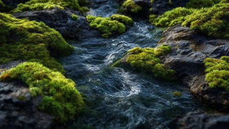 A soft pastel sky above calm rolling waves.の写真素材