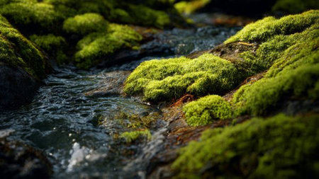 A shimmering lake surrounded by tall autumn trees.の写真素材
