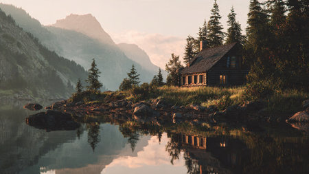 A bright blue sky filled with drifting cotton-like clouds over green hills.の写真素材
