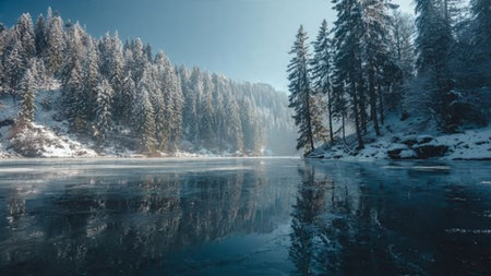A snowy field sparkling under clear winter sunshine.の写真素材