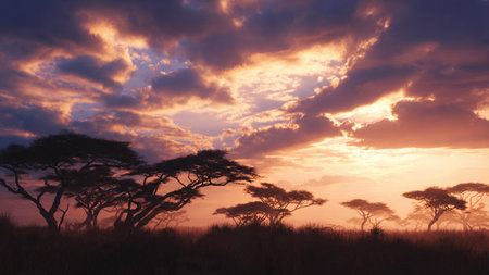 Rolling green hills dotted with small colorful cottages.の写真素材