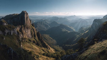 A vibrant coral shore glowing beneath shallow waves.の写真素材