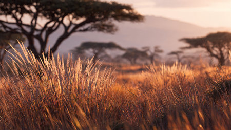 The waterfall plunges through a narrow gap in the forest, mist rising toward the glowing canopy above.の写真素材