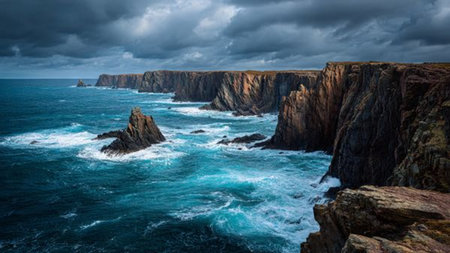 A grassy meadow glowing gold beneath the warm afternoon light.の写真素材