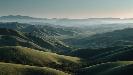 A classic American family room decorated with evergreen garland and soft pastel blankets.の写真素材