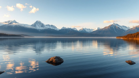 Sunbeams cut through the canopy, hitting drifting mist above the fall and giving the scene a dreamy glow.の写真素材