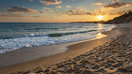 Earthy tones blend with emerald strokes at the bottom while crisp water lines extend upward.の写真素材