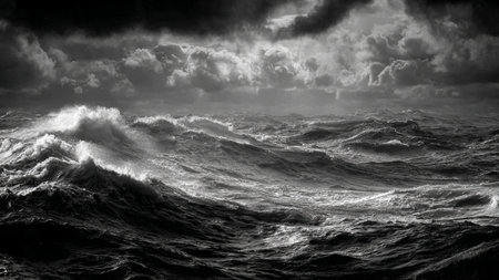 Misty vapor rises between the waterfall and tree canopy, softening the transition from cool water to warm green tones.の写真素材