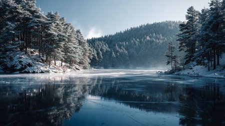 The canopy feels weightless as mist swirls toward patches of sunlight.の写真素材
