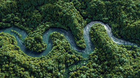 The lower quarter features intricate fern patterns, rising into a waterfall shaped through energetic...