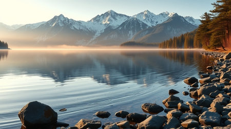 The water shines brightly as it falls, cooling the deep tones of the moss below.の写真素材