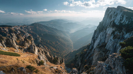 Blue-green water drops through the composition, connecting lush ground textures with a radiant tropical ceiling.の写真素材