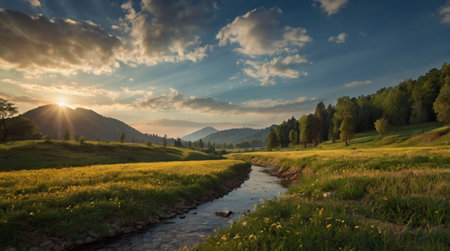 The waterfall flows gracefully in long, smooth strokes.の写真素材