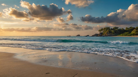 The watercolor-like mist floats from the waterfall upward into a canopy of overlapping greens, contrasting the dark moss stones below.の写真素材