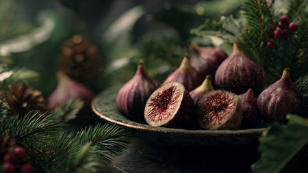 The scene begins with lush jungle floor greenery, rises through a tall waterfall rendered in energetic paint splashes, and ends in a glowing treetop skyline.の写真素材