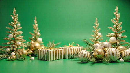 A charming beige-walled room with a vertical frame mockup, evergreen mantle garland, and a...
