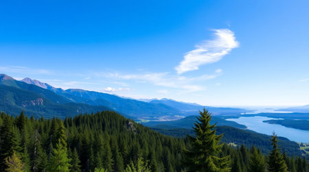 Ferns appear in rich, sharp detail along the base.の写真素材
