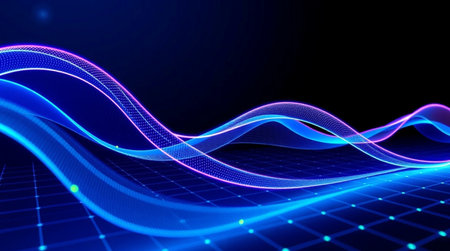 abstract blue wave technology background. 3d rendering, 3d illustration.