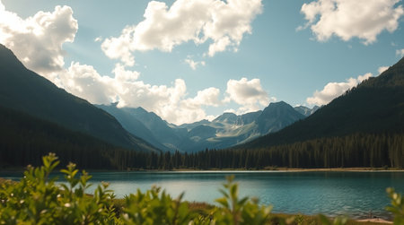 Mountain lake in the Canadian Rockies, Banff National Park.の写真素材