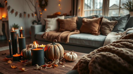 Overlapping leaves cast soft shadows as drifting mist rises beneath them.の写真素材