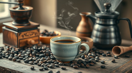 A quiet beach with white sand and gentle waves under a warm golden sky.の写真素材