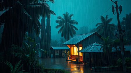 A gentle waterfall cascading down mossy rocks.の写真素材