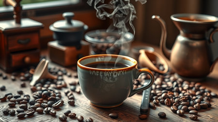 A magical forest glowing with soft firefly lights.の写真素材