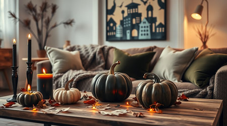 The canopy forms an intricate tapestry of greens and yellows illuminated by touches of sky blue.の写真素材