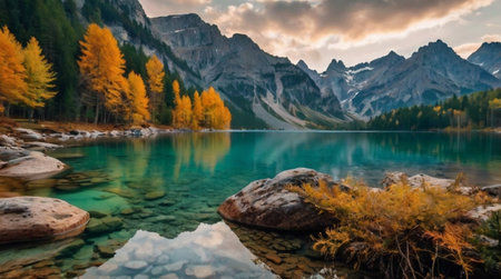 Gentle rivers flowing under an arched wooden bridge.の写真素材