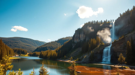 A lush rainforest dripping with morning dew.の写真素材
