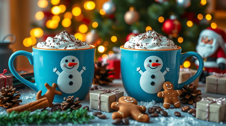 A soft morning fog covering green rolling hills.の写真素材