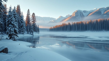 A vibrant sunrise painting the sky with shades of orange and pink above quiet meadows.の写真素材