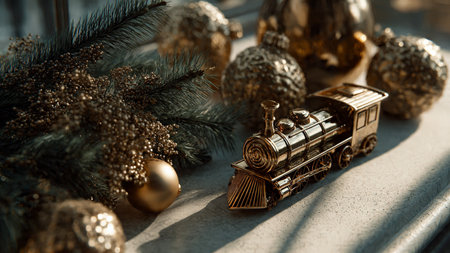 Fog drifting across a tranquil pine forest lake.の写真素材