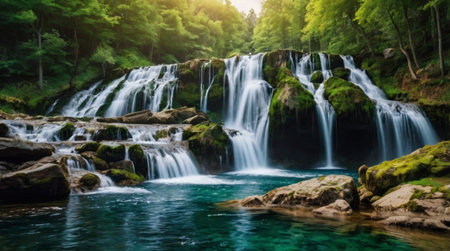 Mountain rivers rushing through rocky landscapes.の写真素材